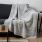 50" X 70" Ivory And Taupe Striped Microfiber Plush Throw Blanket