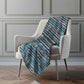 50" X 70" Blue And Charcoal Striped Polyester Woven Plush Throw Blanket