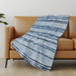 50" X 70" Blue And Ivory Striped Polyester Woven Plush Throw Blanket