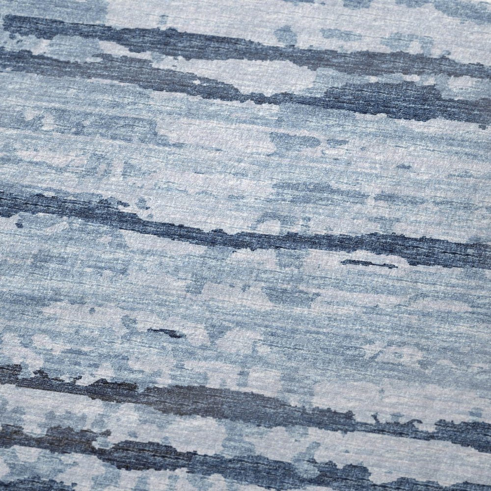 50" X 70" Blue And Ivory Striped Polyester Woven Plush Throw Blanket