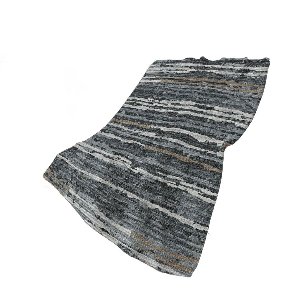 50" X 70" Charcoal And Gray Striped Plush Throw Blanket