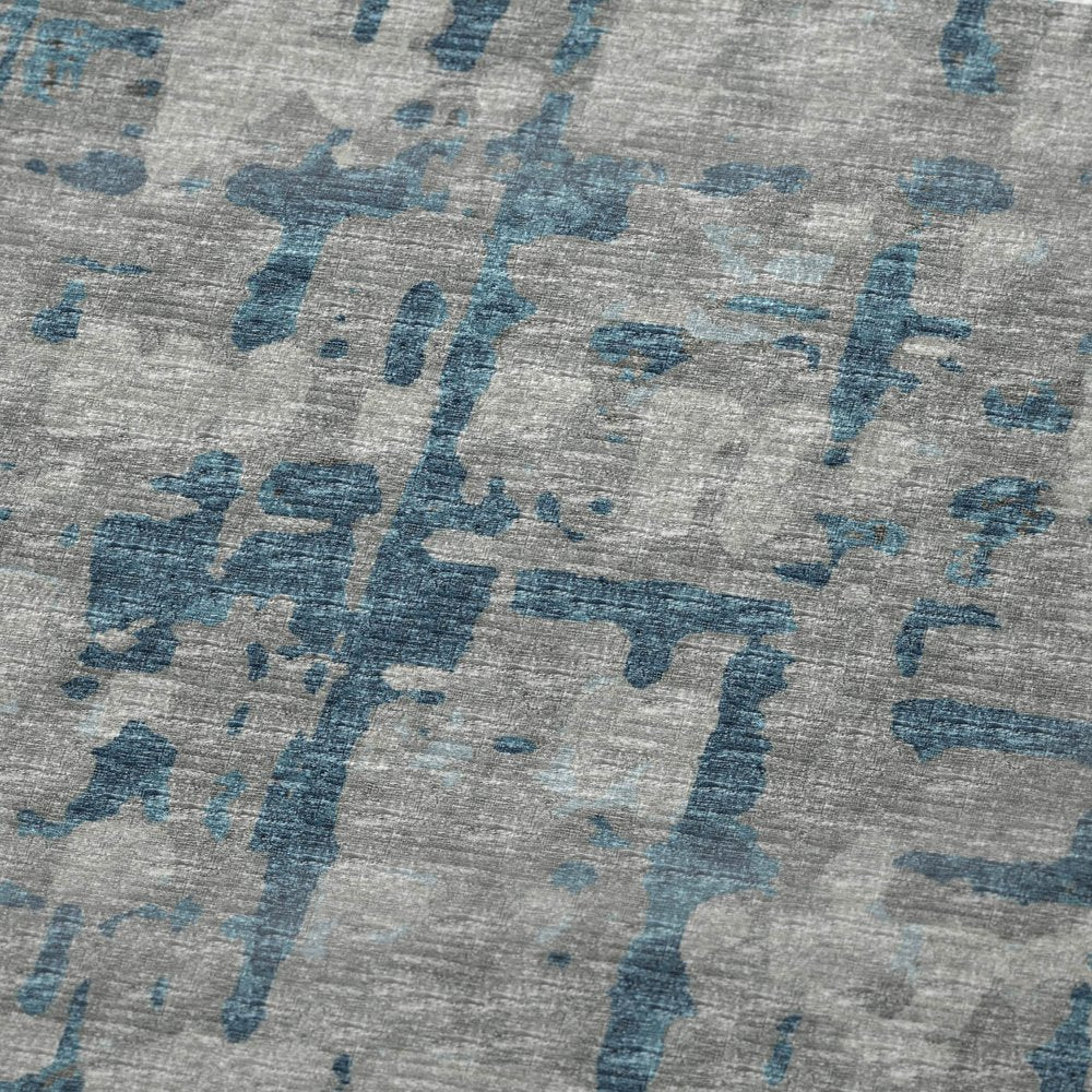 50" X 70" Gray And Blue Abstract Polyester Woven Plush Throw Blanket
