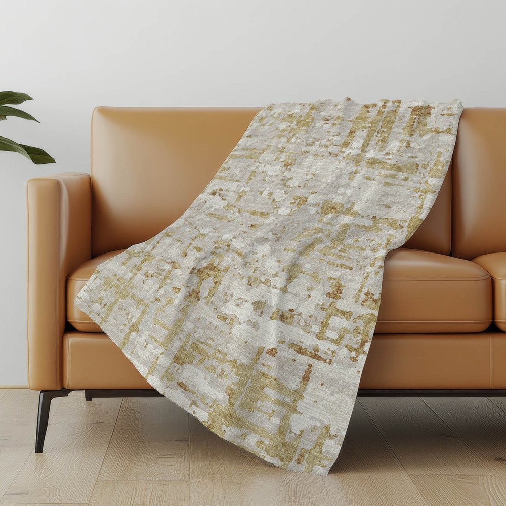 50" X 70" Coffee And Beige Abstract Polyester Woven Plush Throw Blanket