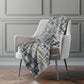 50" X 70" Gray And Gold Abstract Polyester Woven Plush Throw Blanket