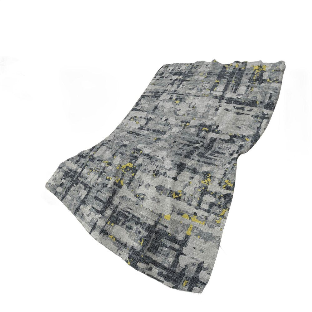 50" X 70" Gray And Gold Abstract Polyester Woven Plush Throw Blanket