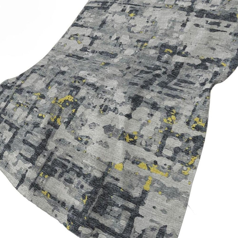 50" X 70" Gray And Gold Abstract Polyester Woven Plush Throw Blanket