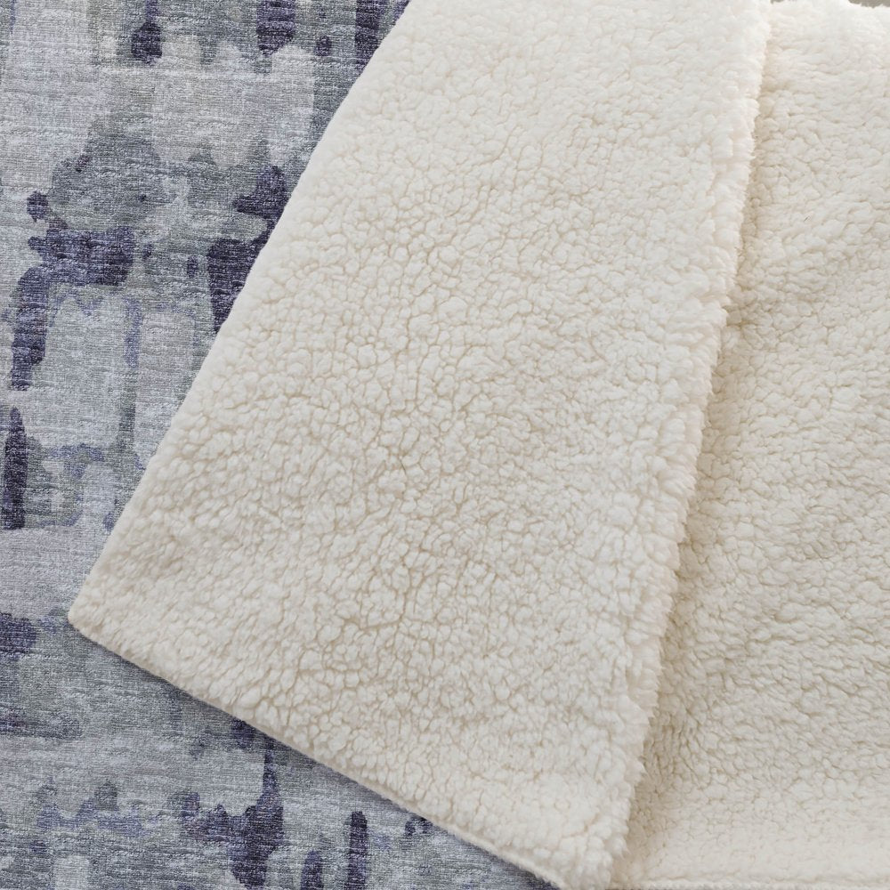 50" X 70" Purple And Gray Abstract Polyester Woven Plush Throw Blanket