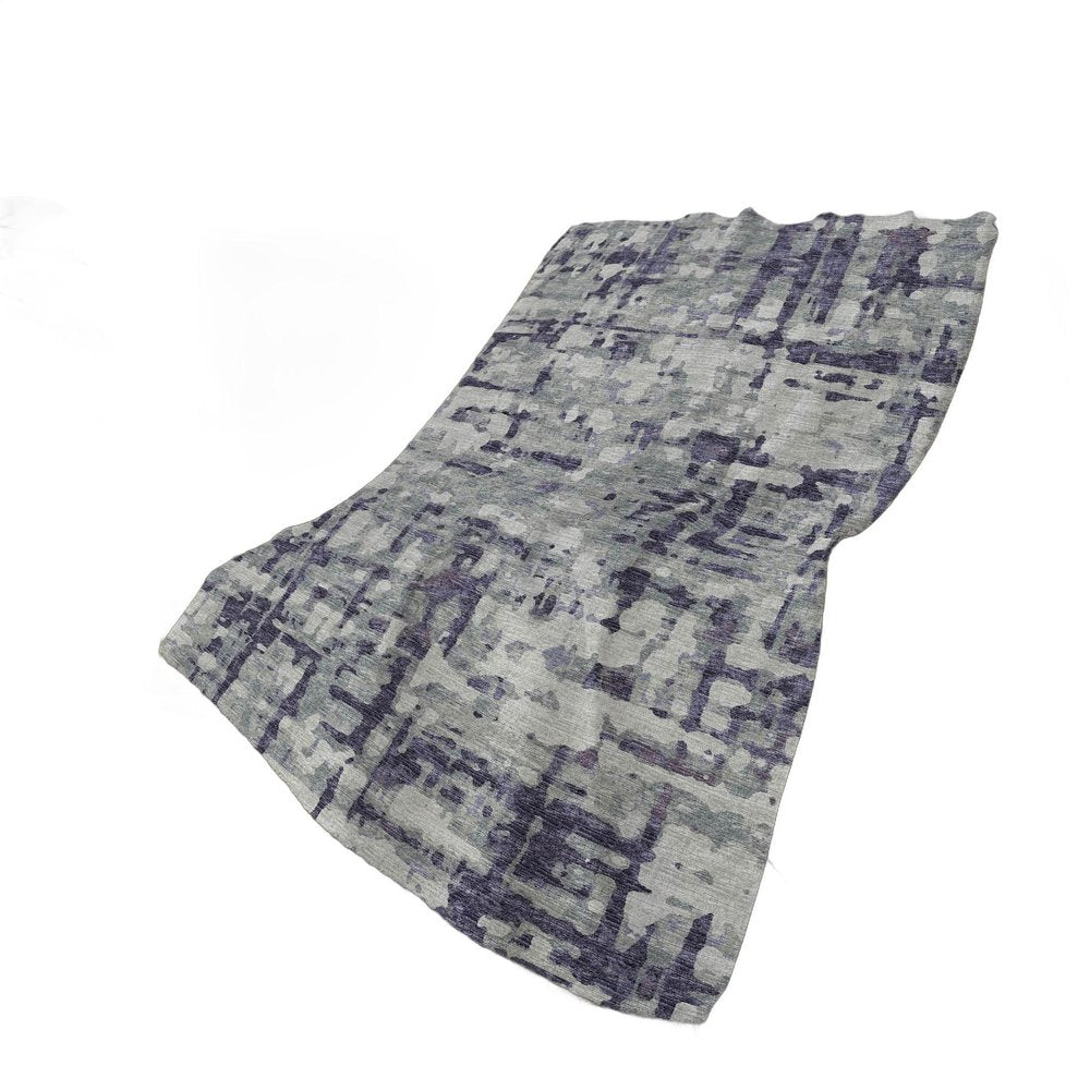50" X 70" Purple And Gray Abstract Plush Throw Blanket