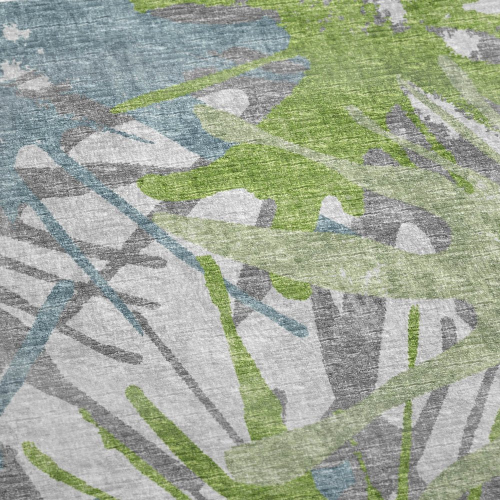 50" X 70" Green Teal And Gray Abstract Polyester Woven Plush Throw Blanket