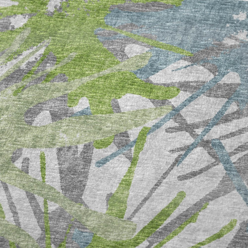 50" X 70" Green Teal And Gray Abstract Polyester Woven Plush Throw Blanket