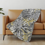50" X 70" Gold And Gray Abstract Polyester Woven Plush Throw Blanket