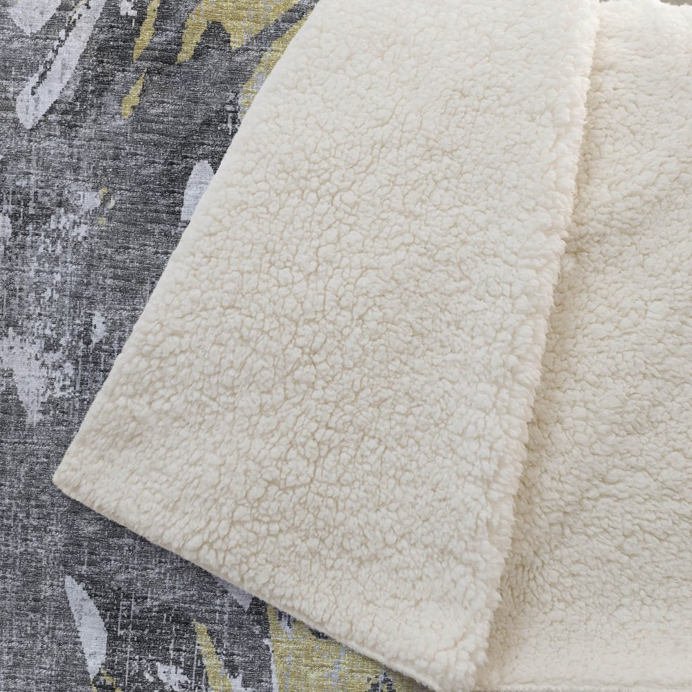 50" X 70" Gold And Gray Abstract Polyester Woven Plush Throw Blanket