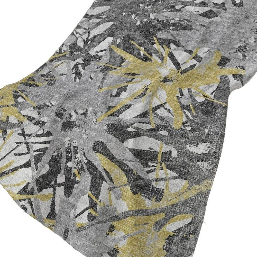 50" X 70" Gold And Gray Abstract Polyester Woven Plush Throw Blanket