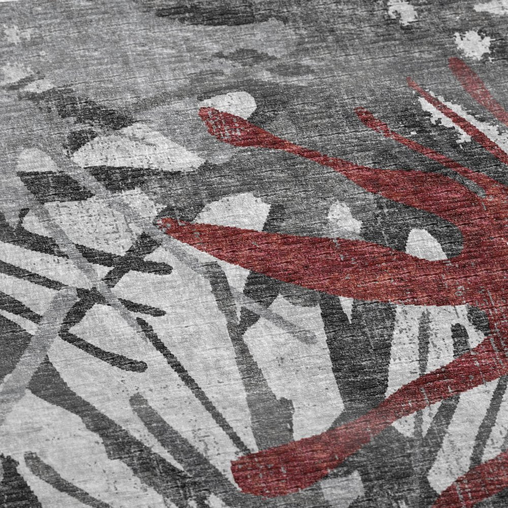 50" X 70" Red And Gray Abstract Polyester Woven Plush Throw Blanket