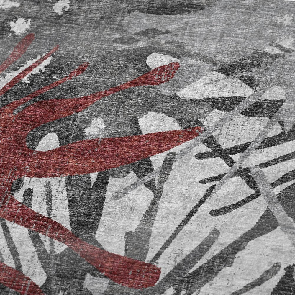 50" X 70" Red And Gray Abstract Polyester Woven Plush Throw Blanket