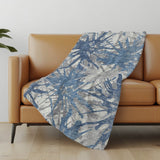 50" X 70" Blue And Gray Abstract Polyester Woven Plush Throw Blanket