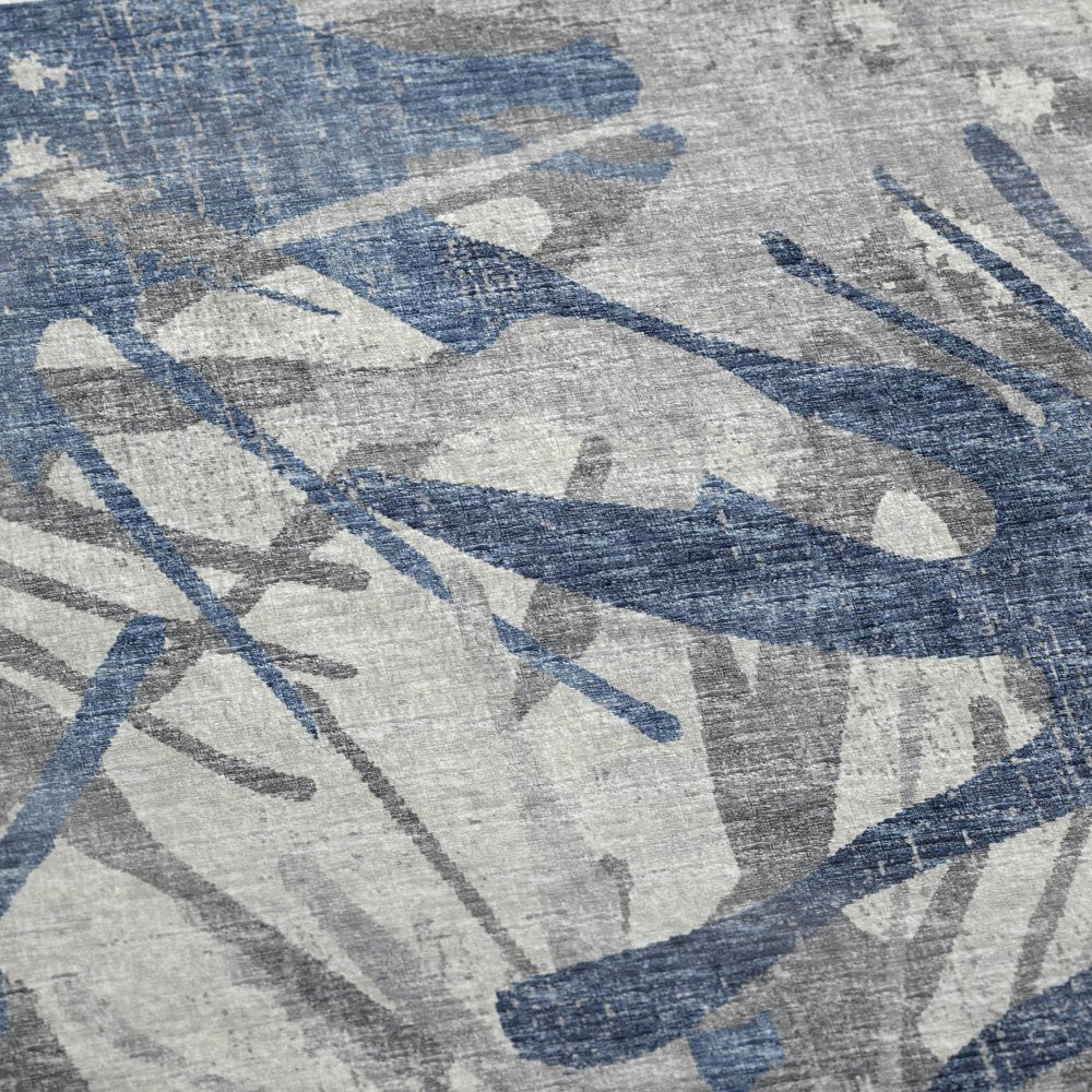 50" X 70" Blue And Gray Abstract Polyester Woven Plush Throw Blanket
