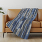 50" X 70" Blue And Gray Abstract Polyester Woven Plush Throw Blanket