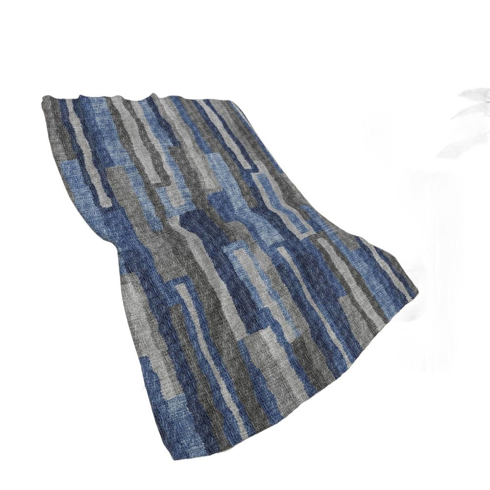 50" X 70" Blue And Gray Abstract Polyester Woven Plush Throw Blanket