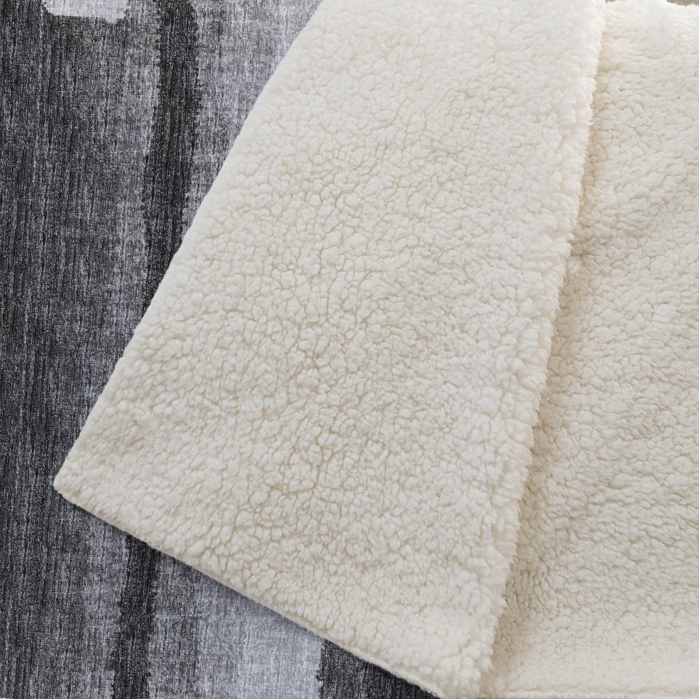 50" X 70" Charcoal And Gray Abstract Polyester Woven Plush Throw Blanket