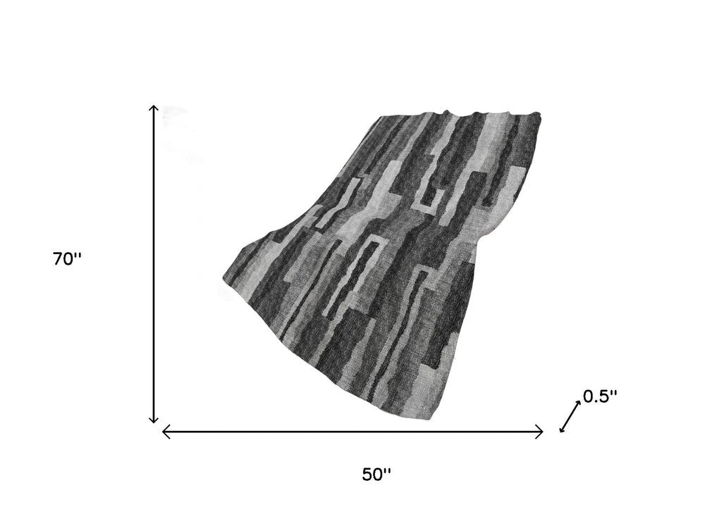 50" X 70" Charcoal And Gray Abstract Polyester Woven Plush Throw Blanket