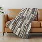 50" X 70" Chocolate And Gray Abstract Polyester Woven Plush Throw Blanket