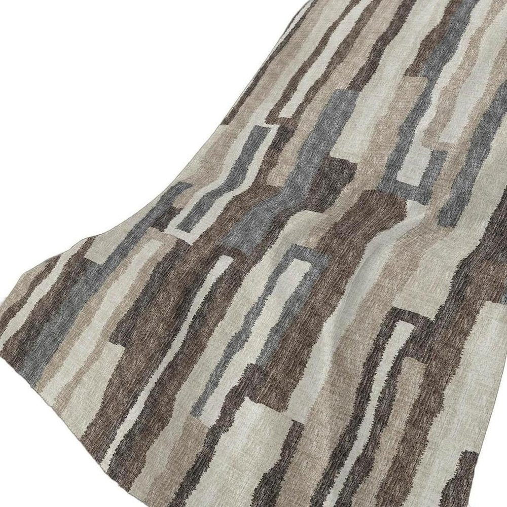 50" X 70" Chocolate And Gray Abstract Polyester Woven Plush Throw Blanket
