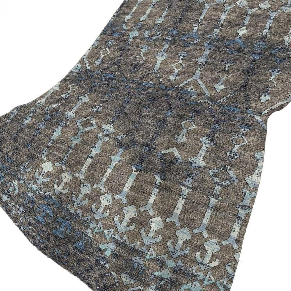 50" X 70" Chocolate And Blue Geometric Plush Throw Blanket