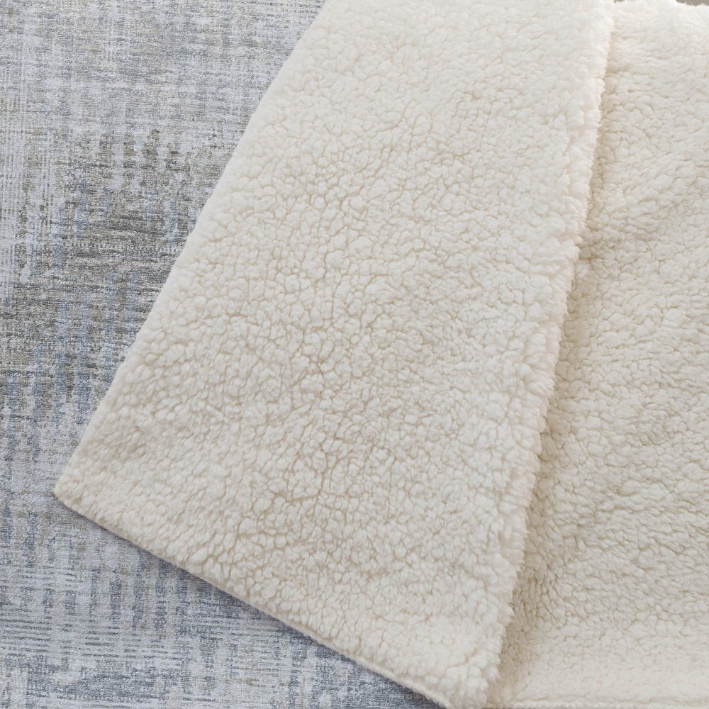 50" X 70" Linen And Gray Geometric Polyester Woven Plush Throw Blanket