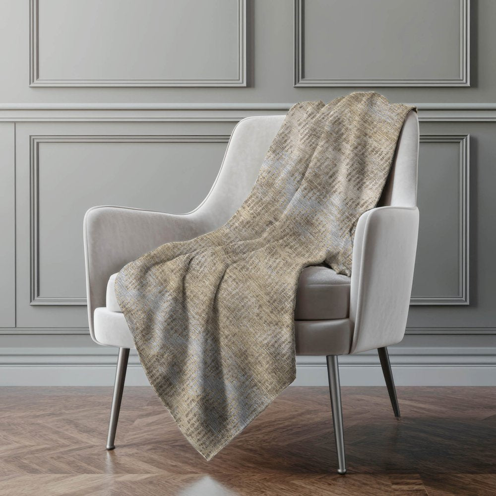 50" X 70" Chocolate And Beige Geometric Polyester Woven Plush Throw Blanket