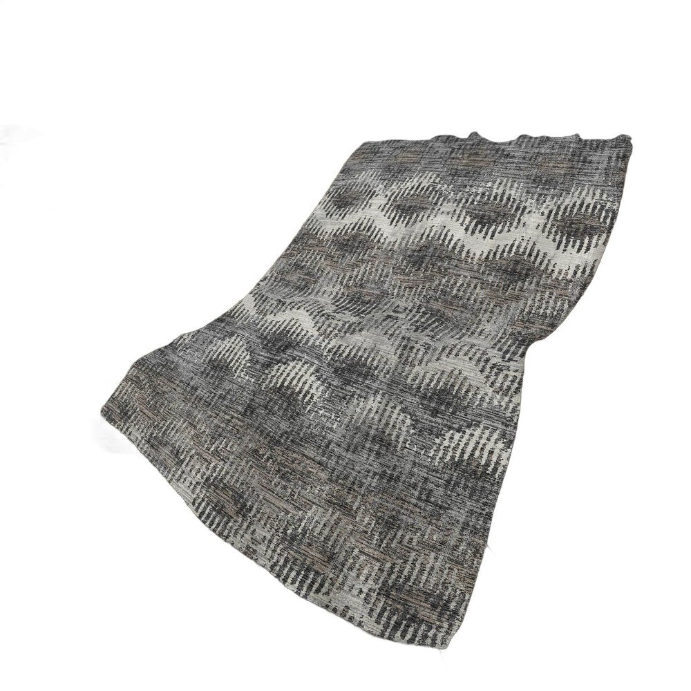 50" X 70" Charcoal And Gray Geometric Polyester Woven Plush Throw Blanket