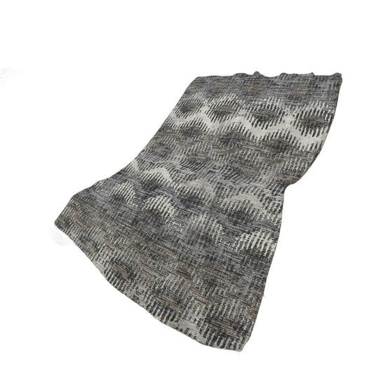 50" X 70" Charcoal And Gray Geometric Plush Throw Blanket