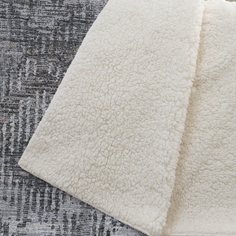 50" X 70" Charcoal And Gray Geometric Polyester Woven Plush Throw Blanket