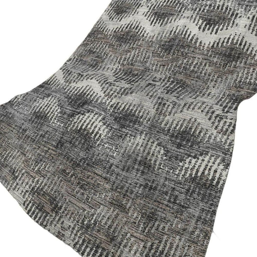 50" X 70" Charcoal And Gray Geometric Polyester Woven Plush Throw Blanket