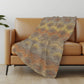 50" X 70" Orange Gold And Gray Geometric Polyester Woven Plush Throw Blanket