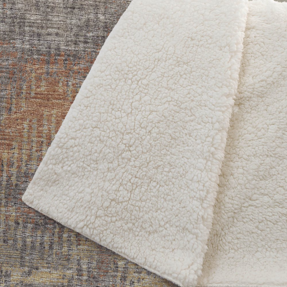 50" X 70" Orange Gold And Gray Geometric Polyester Woven Plush Throw Blanket