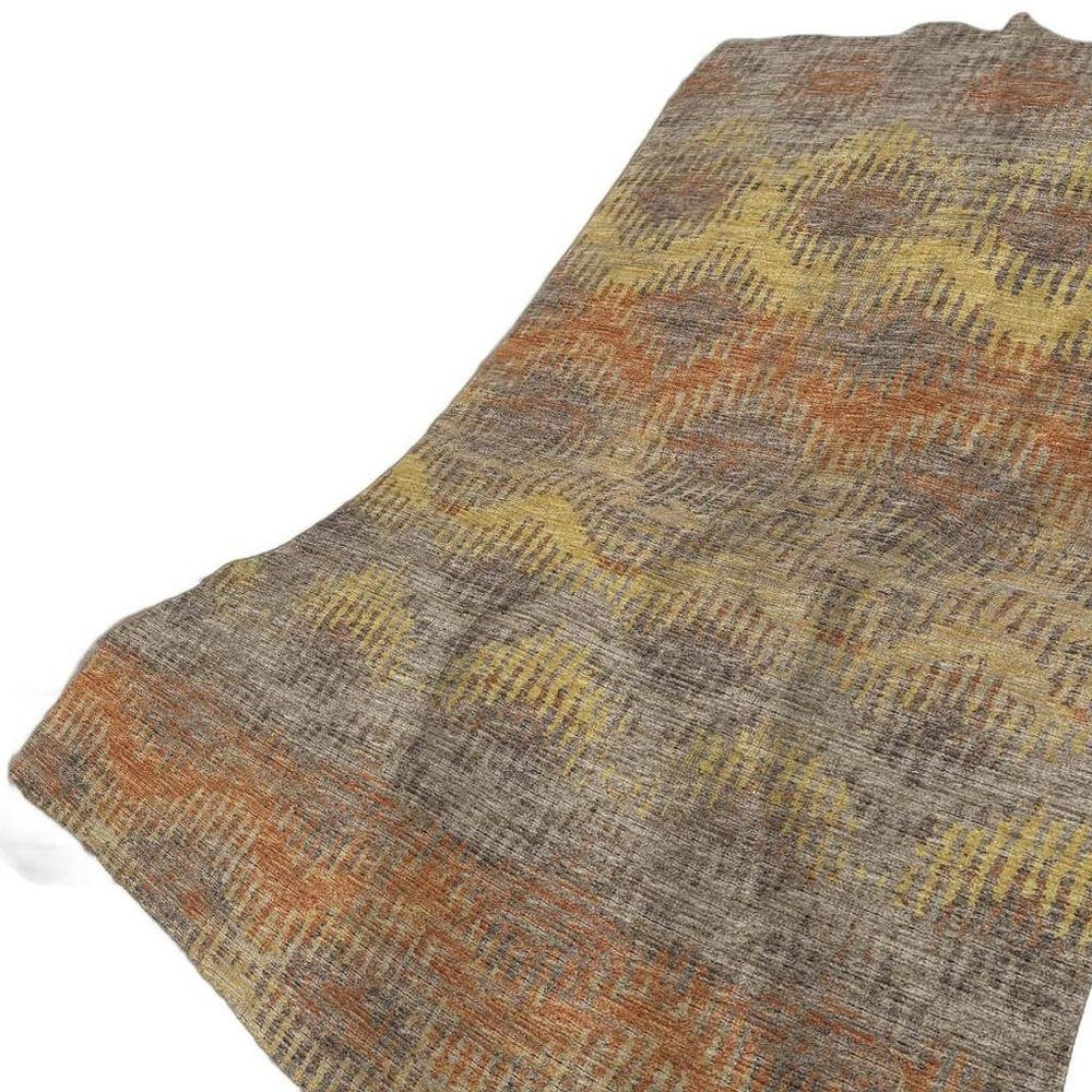 50" X 70" Orange Gold And Gray Geometric Plush Throw Blanket