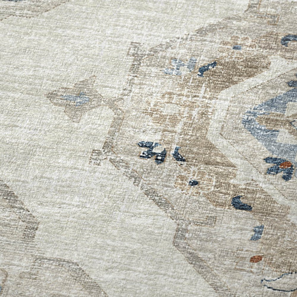 50" X 70" Linen Coffee And Ivory Floral Polyester Woven Plush Throw Blanket