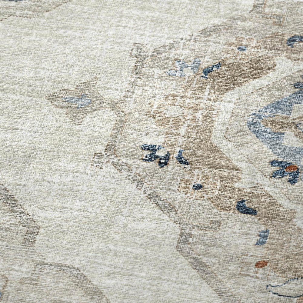 50" X 70" Linen Coffee And Ivory Floral Plush Throw Blanket
