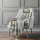 50" X 70" Silver Yellow And Charcoal Floral Polyester Woven Plush Throw Blanket