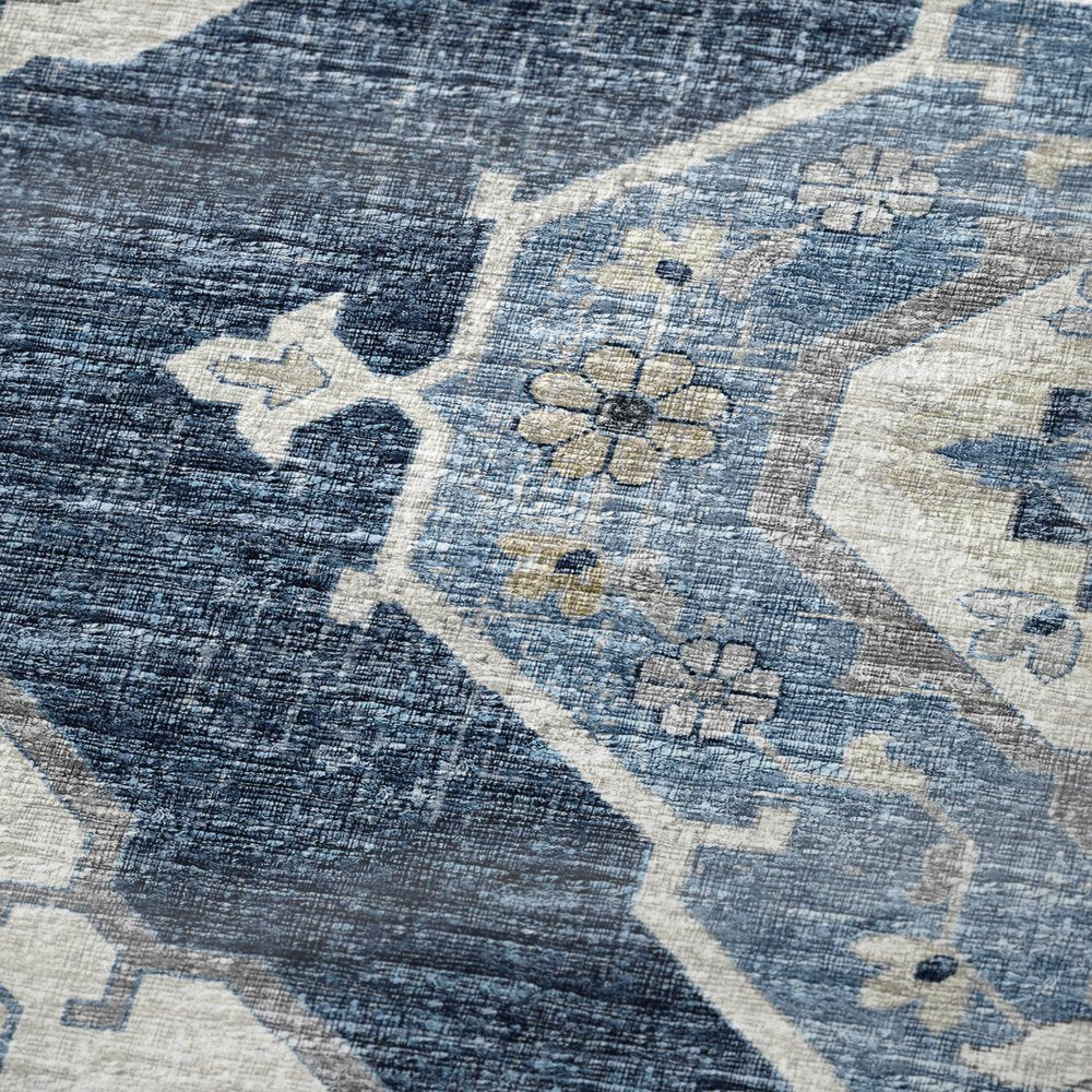 50" X 70" Blue And Ivory Floral Polyester Woven Plush Throw Blanket