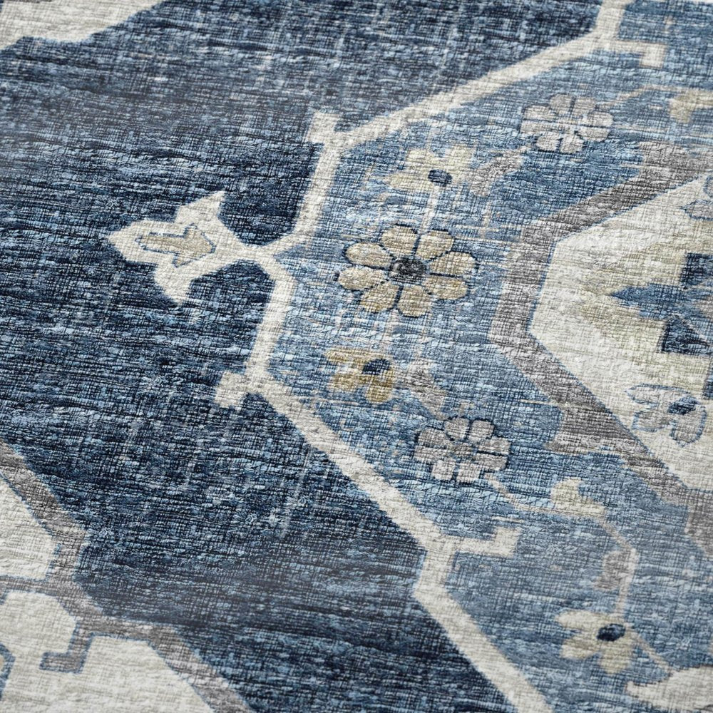 50" X 70" Blue And Ivory Floral Polyester Woven Plush Throw Blanket