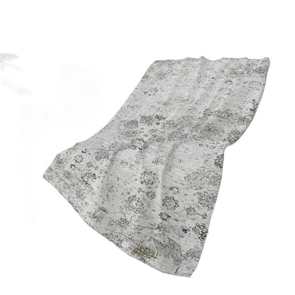 50" X 70" Gray And Ivory Floral Polyester Woven Plush Throw Blanket