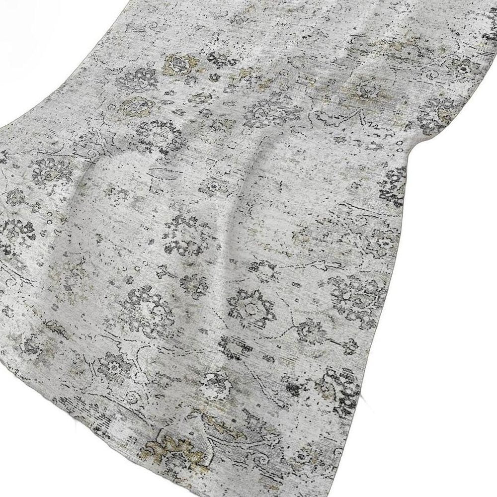 50" X 70" Gray And Ivory Floral Polyester Woven Plush Throw Blanket