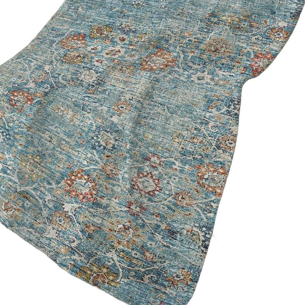 50" X 70" Rust Teal And Gold Floral Polyester Woven Plush Throw Blanket