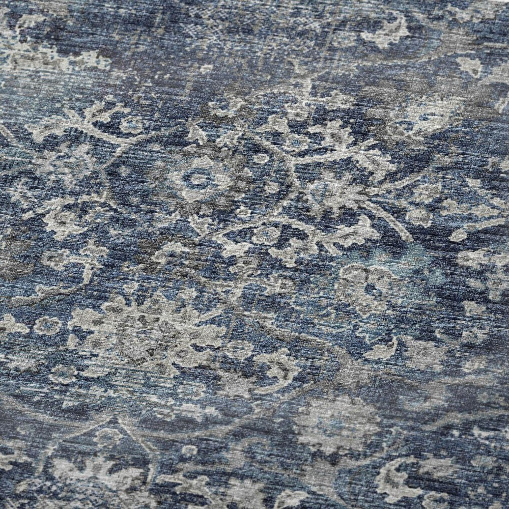 50" X 70" Blue And Pewter Floral Plush Throw Blanket
