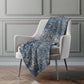 50" X 70" Blue And Pewter Floral Polyester Woven Plush Throw Blanket