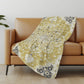 50" X 70" Ivory Gray And Gold Floral Polyester Woven Plush Throw Blanket