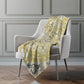 50" X 70" Ivory Gray And Gold Floral Polyester Woven Plush Throw Blanket