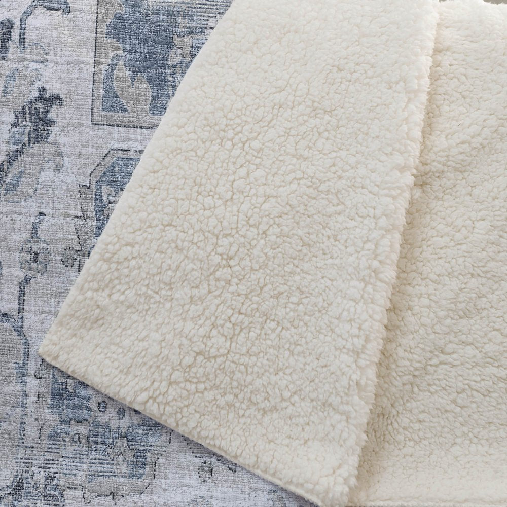 50" X 70" Blue And Ivory Floral Polyester Woven Plush Throw Blanket